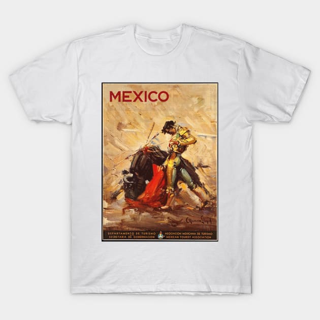 Matador and Bull - Vintage Mexico Travel Poster Design T-Shirt by Naves